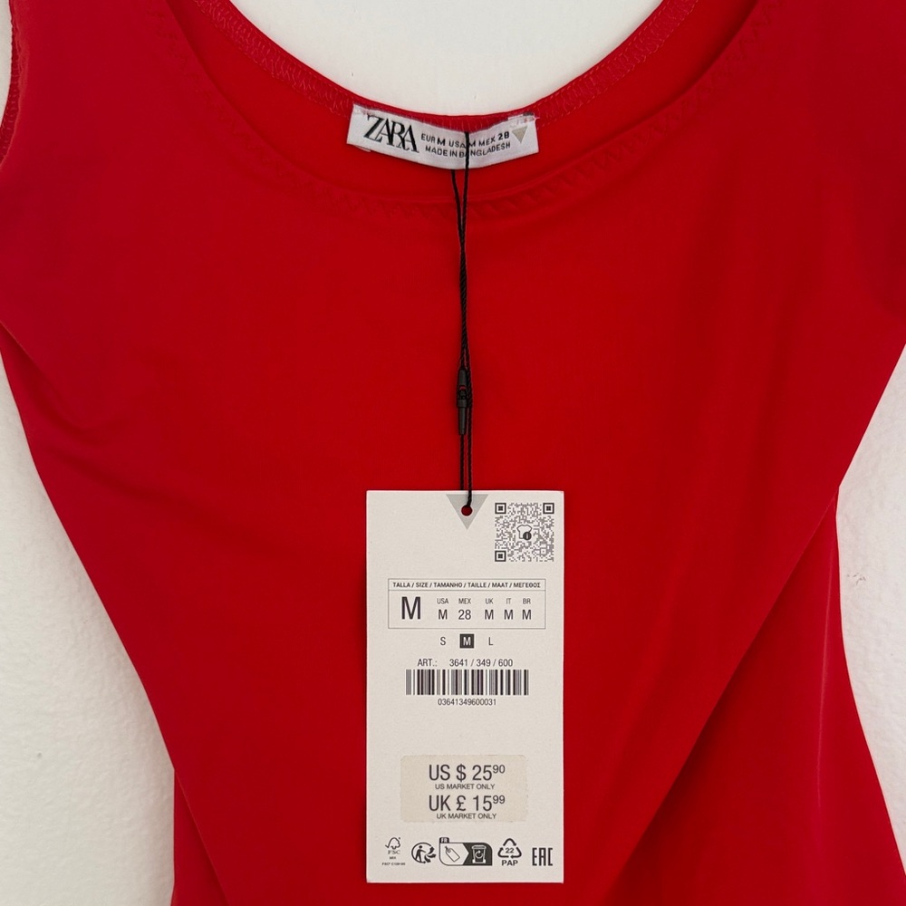 Zara red scoop-neck Bodysuit Top - Picture 4 of 4